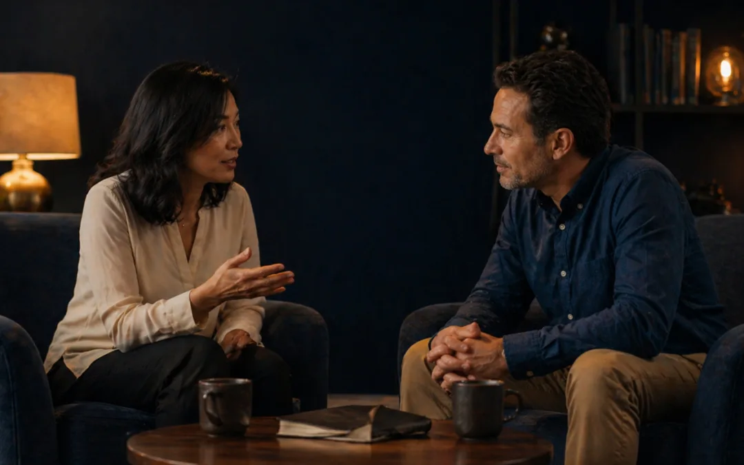 Coach en session de coaching avec un client professionnel